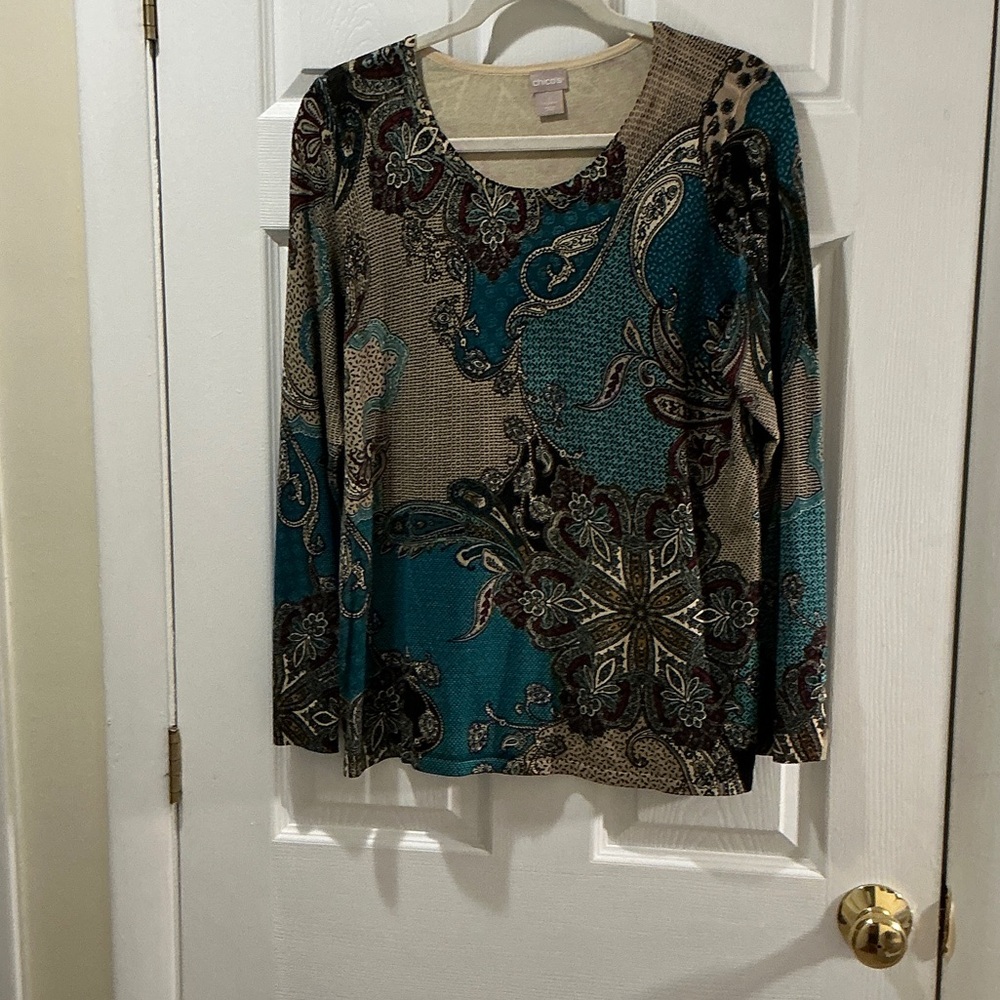 Chico's Multicolor Paisley Long Sleeve Top